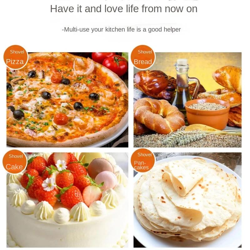Detachable Rubber Wooden Handle Pizza Shovel, Cake Elevator,heat Dissipation,for Homemade Baking Fruit Pie,cake Bread,pizza Tool