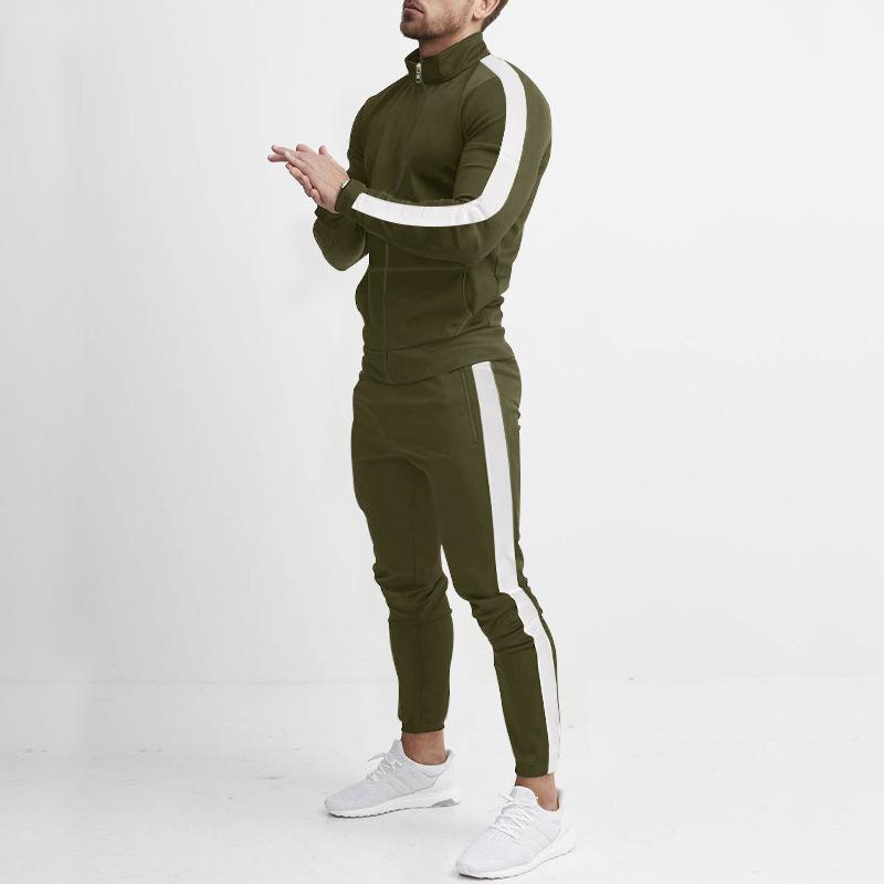 Spring and Autumn New Leisure Men's Sports Set Colored Men's Standing Collar Casual Set Trendy Sports 2-piece Set