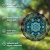 Vibrant Blue Green Geometric Wind Chime 10 Inch Outdoor Metal Garden Sculpture with Intricate Patterns Ideal for Spring Summer Fall Winter Decor