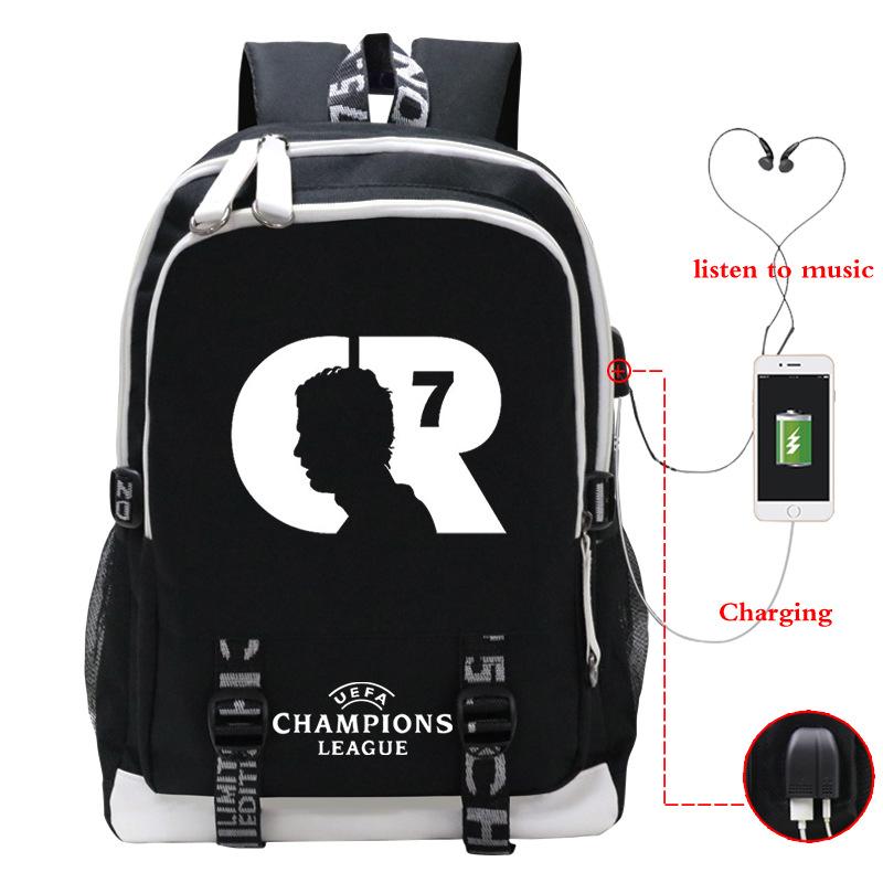 Football Player C Luo'S Peripheral Printed Primary And Secondary School Students Backpack Large-Capacity Leisure Travel Bag