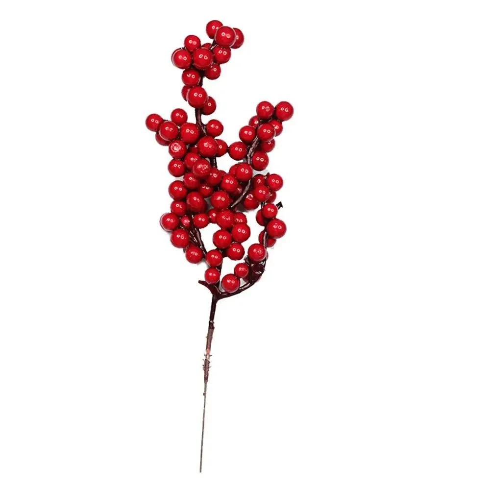 

20-26cm Red Berry Bouquet Artificial Pine Cone Flower Branch Christmas Tree Decoration Wedding Party Decor Festive Supplies