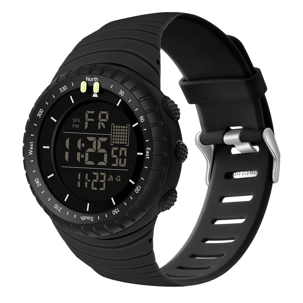 Electronic Sports Watch Waterproof Night Light Large Screen Quick Release Strap Digital Watch Black