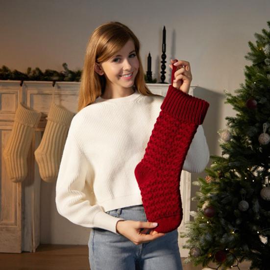 Christmas Stockings 18 Inches Large Knitted Xmas Stocking Fireplace Hanging Decoration for Holiday Home Party Decor