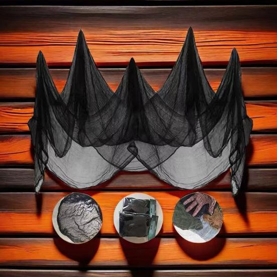 40" x 70" Halloweenská strašidelná látková dekorace Děsivá gáza s krví/černá/bílá Strašidelná látka