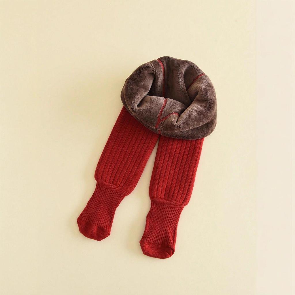Mädchen Fleecegefütterte Herbst/Winter Strumpfhose: Warmer einfarbiger Body & Leggings für Babys