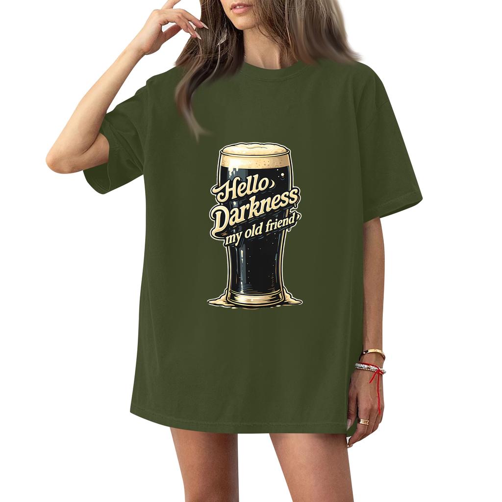 ( Darknss My Old Freend) Women's Fashion Casual Short-Sleeve Neck St. Patrick's Day Printed Shirt/T-Shirt Top