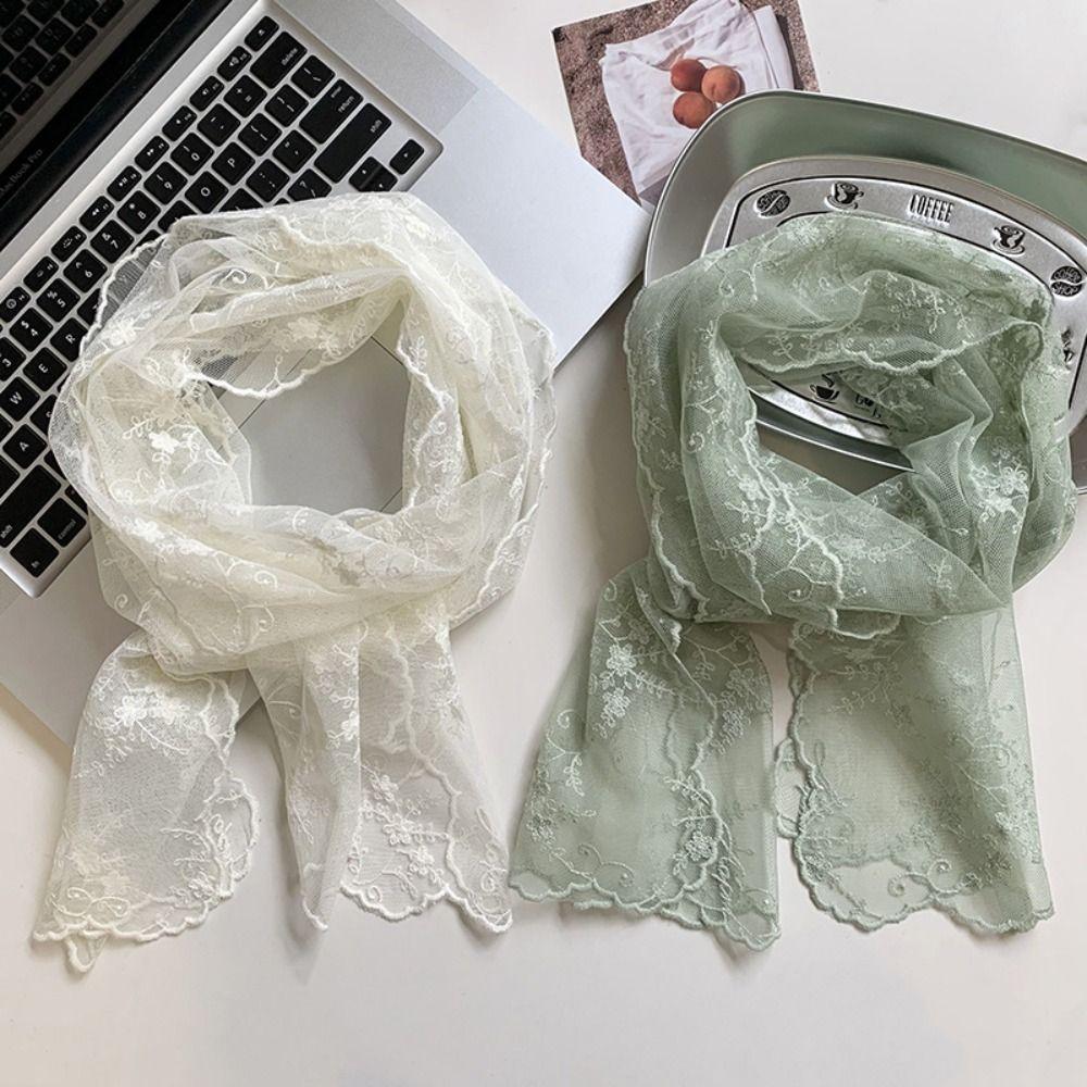 Lightweight Lace Scarf Long Shawl Headscarf Fashion Sunscreen Lace Shawl  Summer