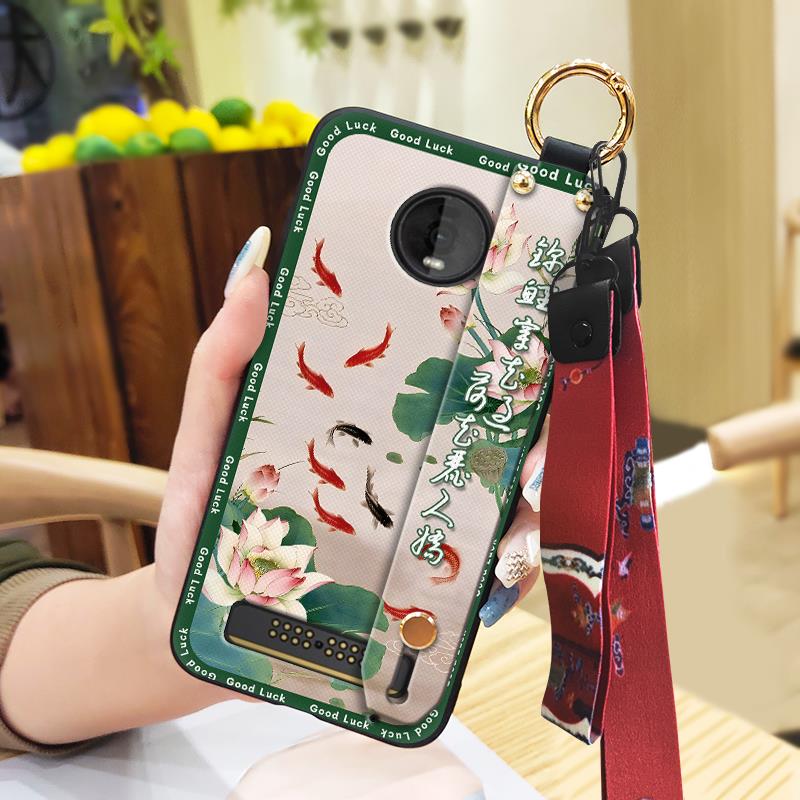 Ring Phone Holder Phone Case For MOTO Z4 Play For Mom Elderly Lady Lanyard Anti-knock Anti-dust Soft Case Dirt-resistant