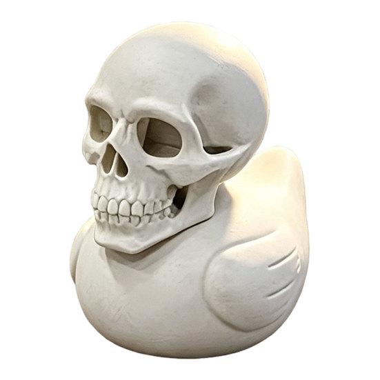Novelty Spooky Cute Figurine 3D Printed Skull Duck Ornament, Gothic Figurine, Creative Eye-catching Desk Decoration Halloween Decor for Home