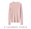 Women's Cashmere Seamless Knit Long Sleeve Sweater, Half-High Neck.