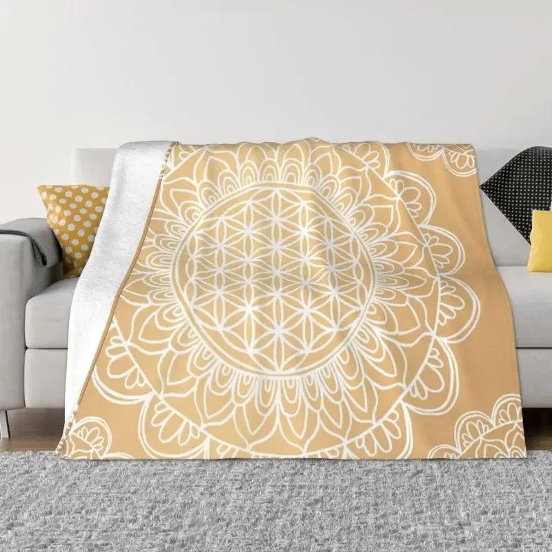 

Flower Of Life Sacred Geometry Blanket Flannel Fleece Geometric Pattern Mandala Throw Blankets for Travel Bedding Couch Quilt 100x150cm