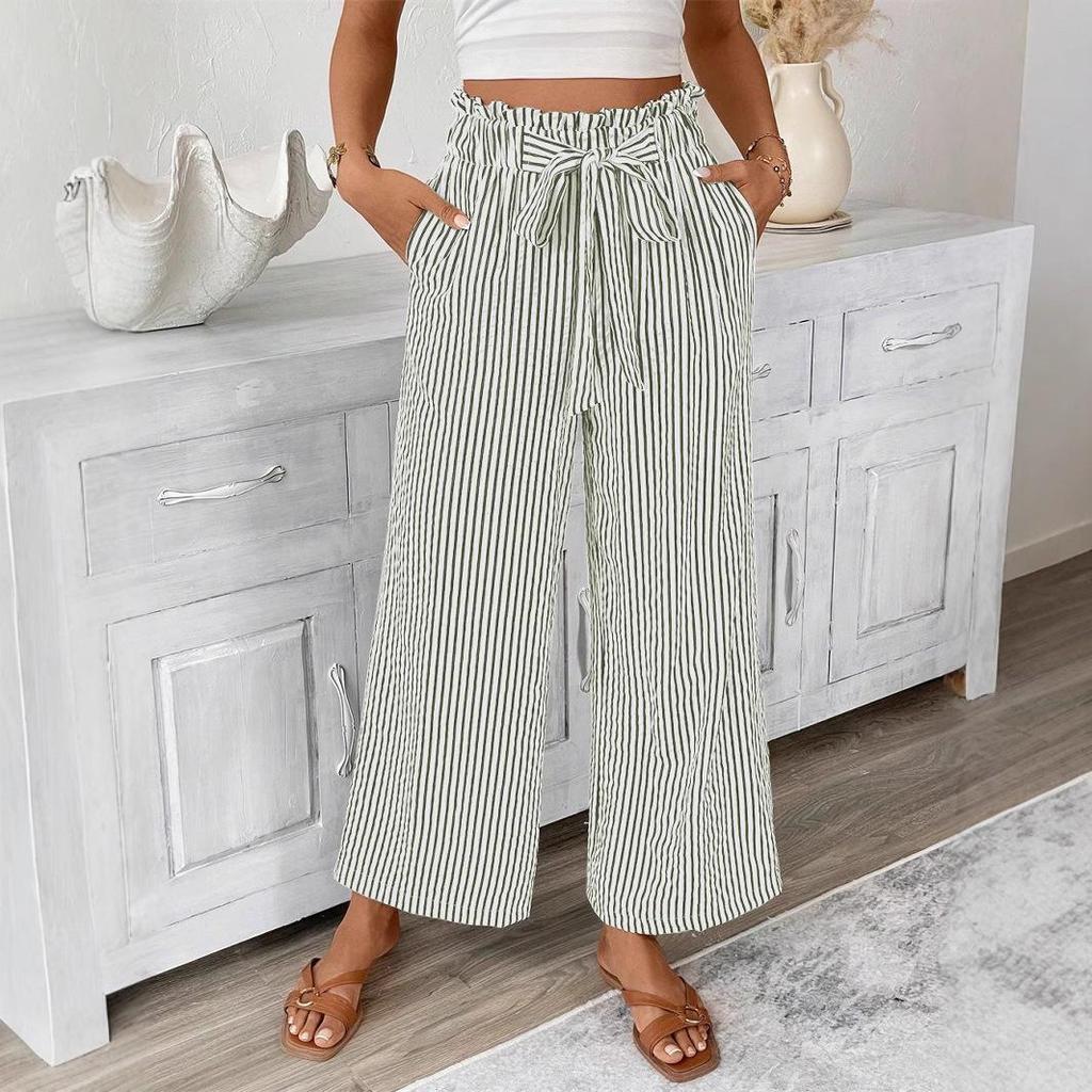European & American Women's Striped Straight-Leg Pants - Spring/Summer 2026 Collection, Casual Commuter Style