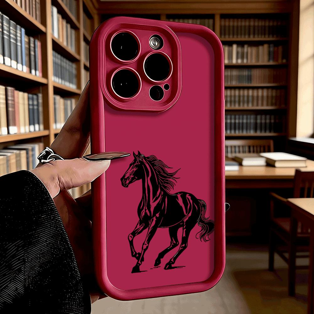 Black Running Horse Line Art Shockproof Phone Case For Xiaomi Redmi Note 15 14 13 12 11 10 9 8 Pro Anti-Slip Anti-Fall Cover Redmi 8