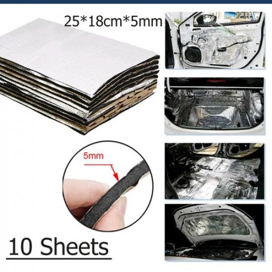 10Pcs 25*18cm*5mm Sound Deadener Heat ulation Mat Car ulation Hood Silent