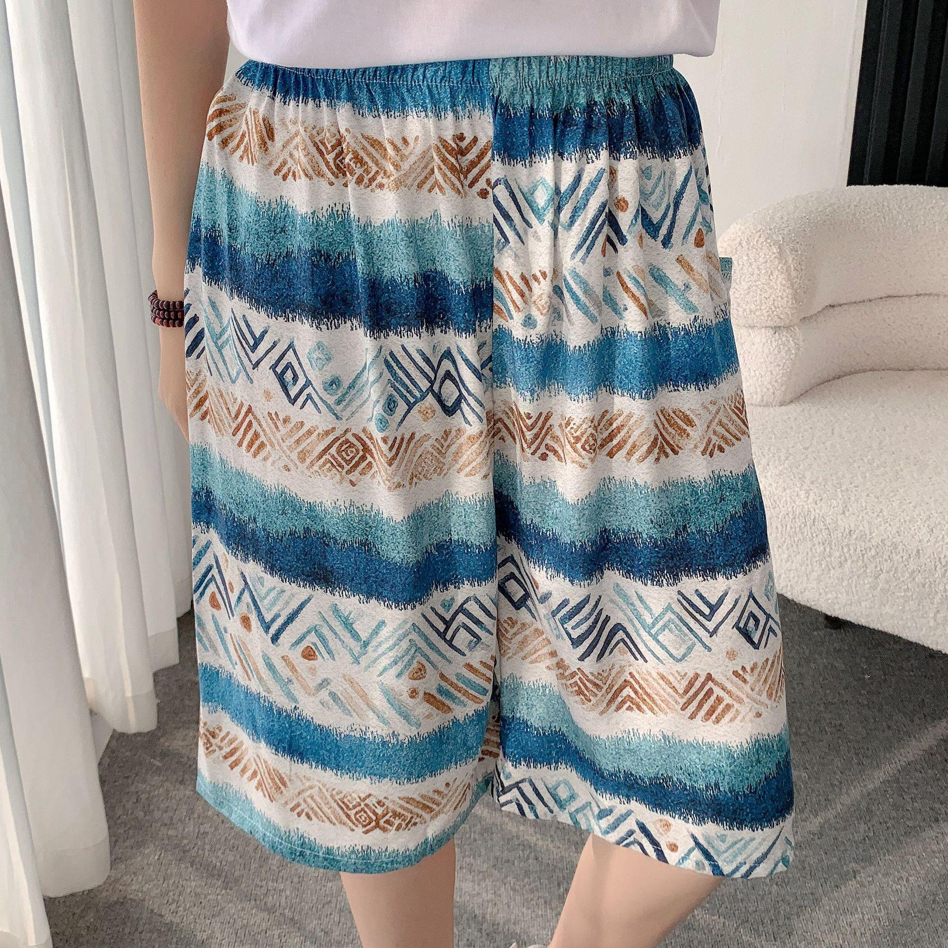 

Men s Cotton Silk Summer Pajama Shorts - Loose, Lightweight, Printed, Plus Size, 5-Point Style for Outdoor Wear One Size