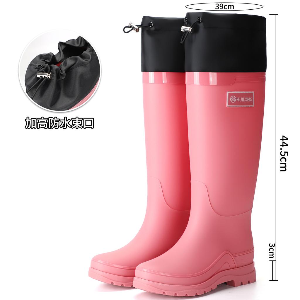 Mode hohe Damen Regenschuhe Pendler Regenstiefel wasserdicht und warm Angeln Arbeit vier Jahreszeiten zum Mitnehmen Küche Gummi Schuhe Wasserstiefel