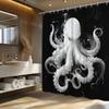 1 Ultra-realistic White Octopus Face Shower Curtain, Made of Polyester Fabric, Measures 70x70 Inches and Includes 12 Hooks.