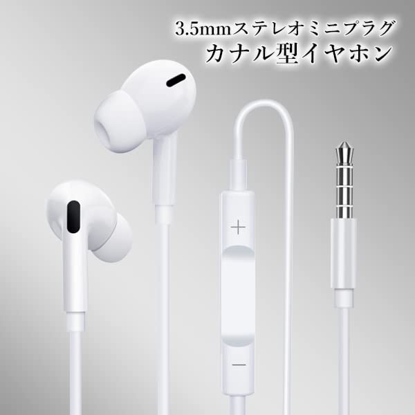 Wired Headphones with 3.5mm Stereo Mini Plug, In-Ear Type, with Microphone and Speaker, for Teleworking and Android Devices