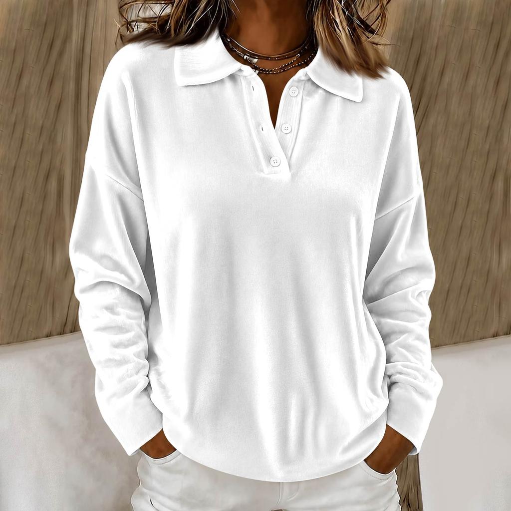 Women's Winter Long Sleeve Collared Sweatshirt Casual Versatile Pullover