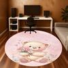 1PC Teddy bear Flowers Round Chair mat Area Rug - Non-Slip, Floor Mat for Office, Bedroom, home decor Christmas Gift c0528068
