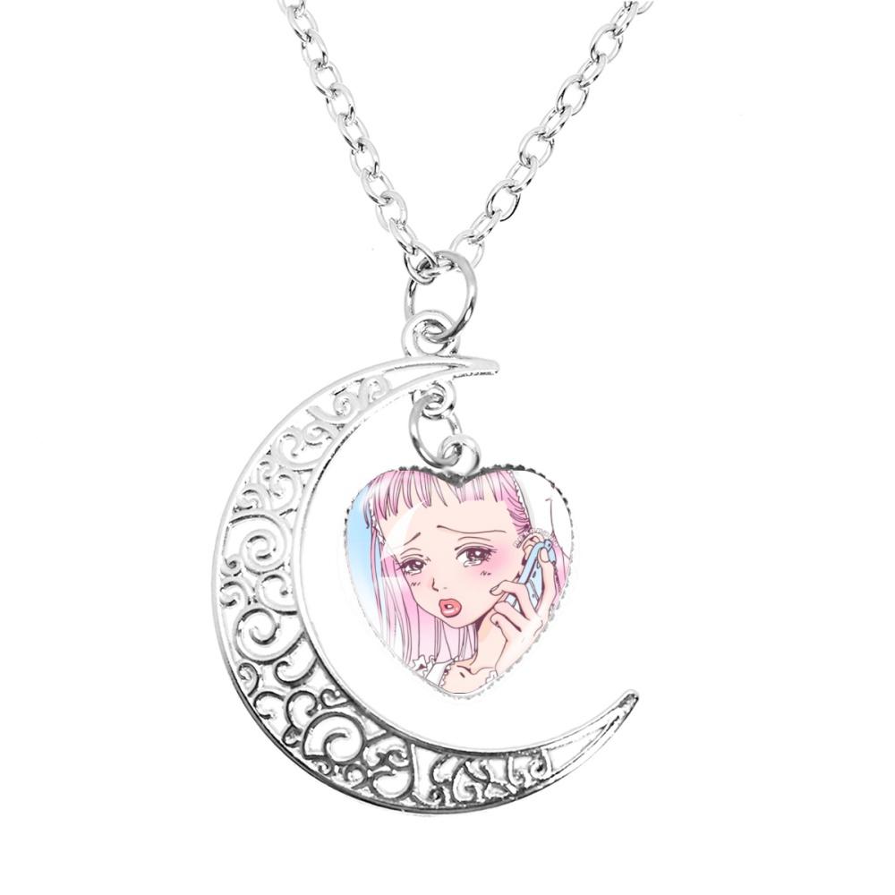 Anime Paradise Kiss Yukari Hayasaka Miwako Sakurada The Moon Necklace Glass Heart Shape Pendant Necklace Jewelry Charm Fans Gift