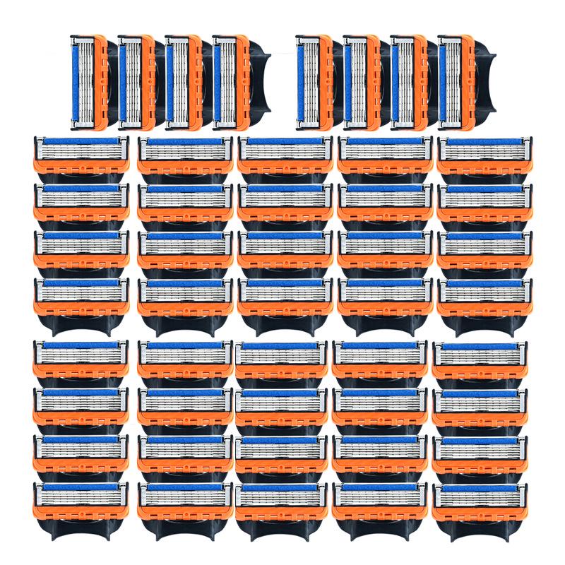 Men's Orange-Blue Five-Layer Razor, Universal Blade, Full Body Washable, Portable Trimmer