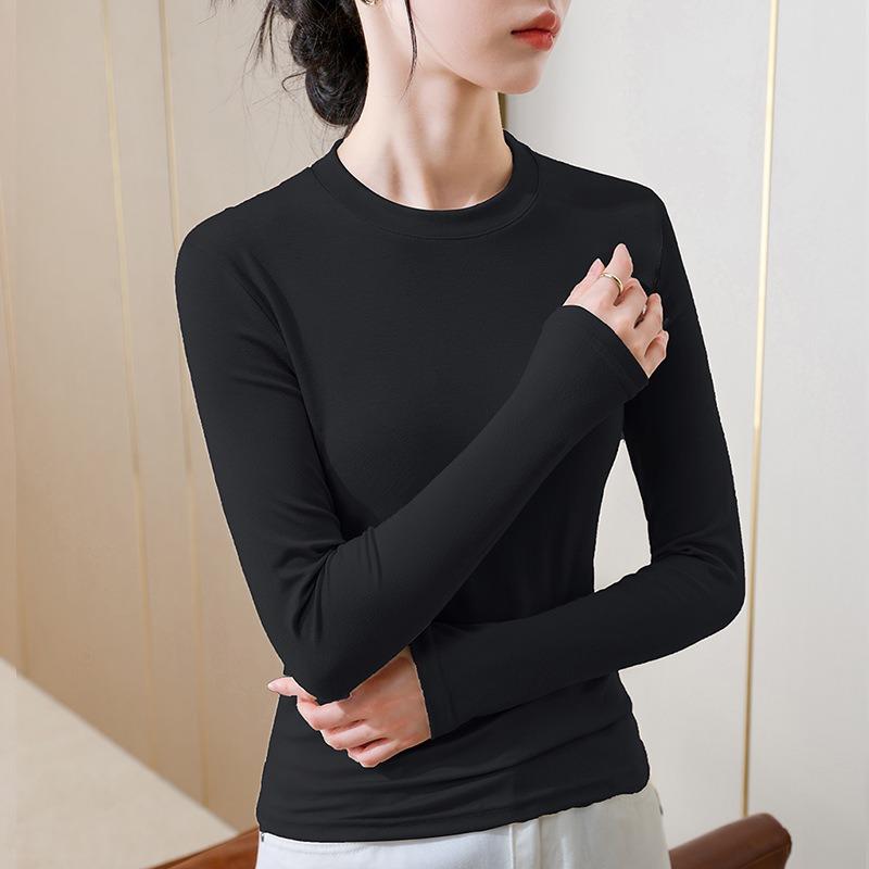 Modal Bottoming Shirt Women's New Women's Clothing Solid Color Round Neck Long-sleeved Shirt Autumn and Winter with Slim-fit Top