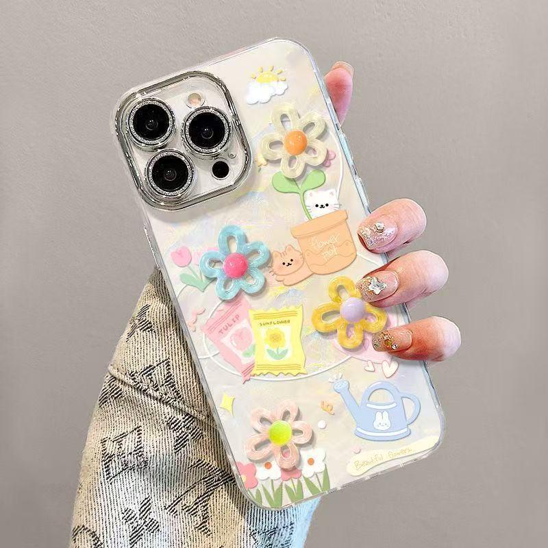 

Colorful Floral Phone Case for iPhone 17 Pro Max / 15 / 11 / 12 / 16 - Porous Shell Design iPhone 14 Pro Max