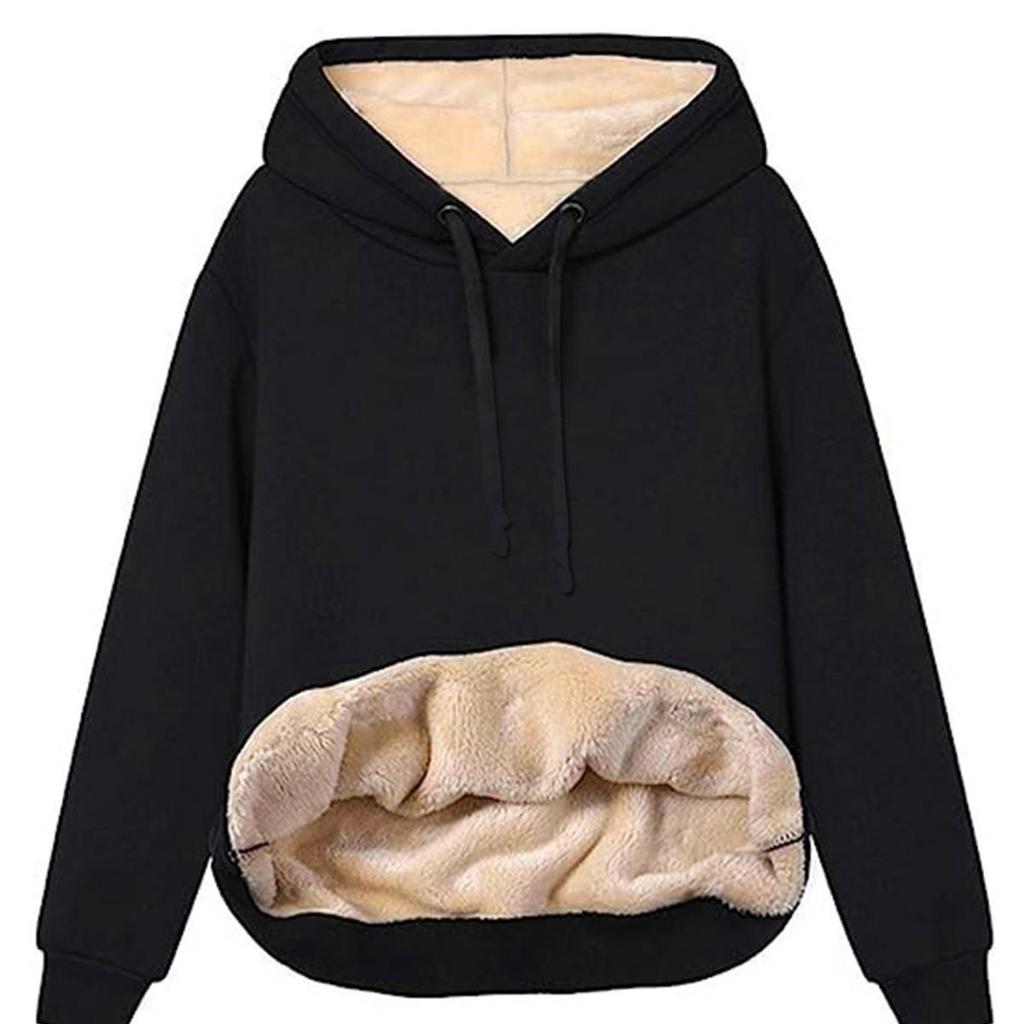 2023 Women's Winter Hooded Lambswool Pocket Sweatshirt Jacket
