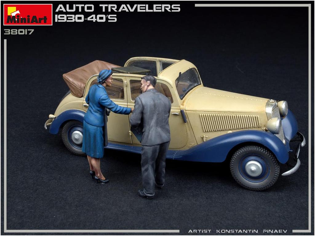 MiniArt Scale Automobile Civilian Travel Plastic Model MA38017 1/35 Set, 1930s-1940s, 4-Piece Set, Kit,