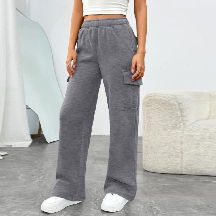 Women Utility Trousers Casual Fashion High Waisted Wide Leg with Pockets