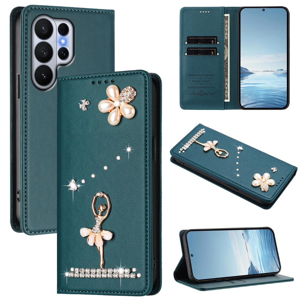 Diamond Cute Cards Solt Wallet Leather Phone Case For Samsung S26 Ultra S25 Plus S24 S23 A16 A26 A17 A07 Flip Bag Pocket Cover