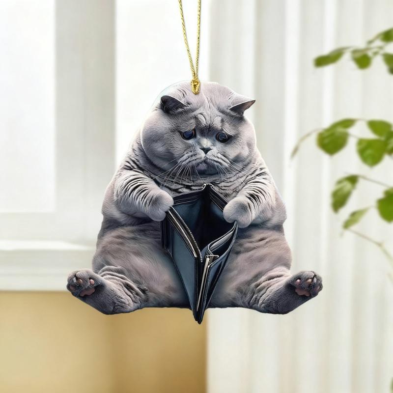 Zhaofai Cat 2D Flat Acrylic Desktop Cute Creative Accessories Bag Car Decoration Small Pendant Ornament Christmas 7.6*8cm