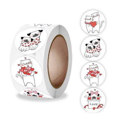 1 Roll Animal Pattern Stickers Adorable Sealed Art Paper Valentine's Day Cute Sticker for Birthday