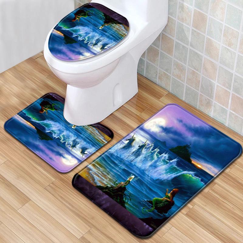 Einhorn Badezimmer Bodenmatte Toilette Dreiteiliges Set