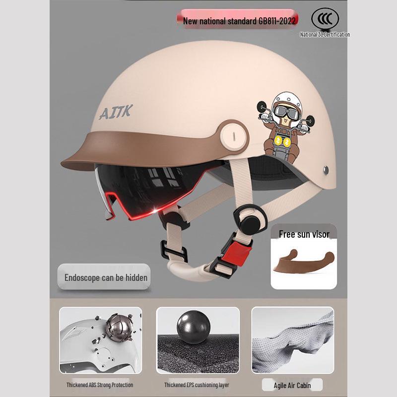 Universal All-Season 3C Certified Electric Motorcycle Half Helmet with Sun Protection