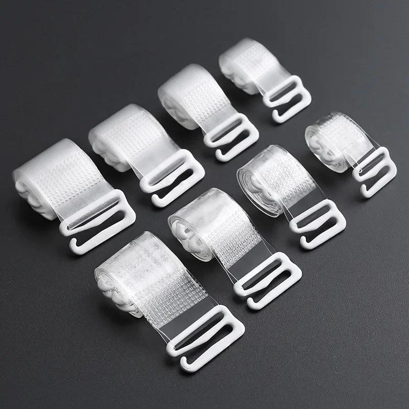 4/2 pièces Bretelles de Soutien-gorge Transparentes Invisibles Amovibles Silicone Élastique pour Femme Ceinture Réglable Antidérapante Lingerie Bretelle d'Épaule