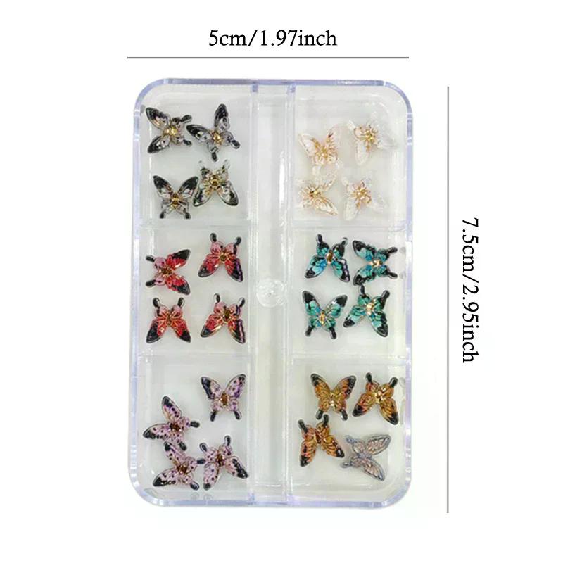 18/24/30PCS Multi Color Transparent Butterfly Nail Charms 3D Resin Glossy Small Butterfly Nail Art Decoration For DIY Crafts