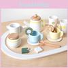 Play Kitchen Kids Set With Wooden Tea Pot And Accessories For Gift Daily