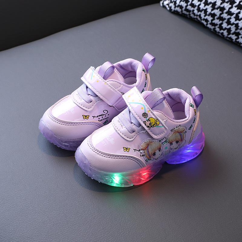 Size Baby Led Shoes With Glowing Lights Girls Princess Shoes For Kids Girls Luminous Sneakers Nonslip Toddler Shoes Tenis 22