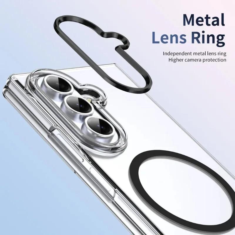 Ultra Transparent Magsafe Wireless Charge Phone Case For Samsung Galaxy Z Fold 7 6 5 4 3 5G Screen Protect Hard Shockproof Cover