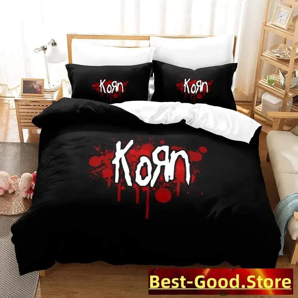 

Korn rock Bedding Set Printed Bed Set With Pillowcase Bed Duvet Cover Soft Single Double Queen Super King Size Bedroom AU King(245*210cm)3pcs