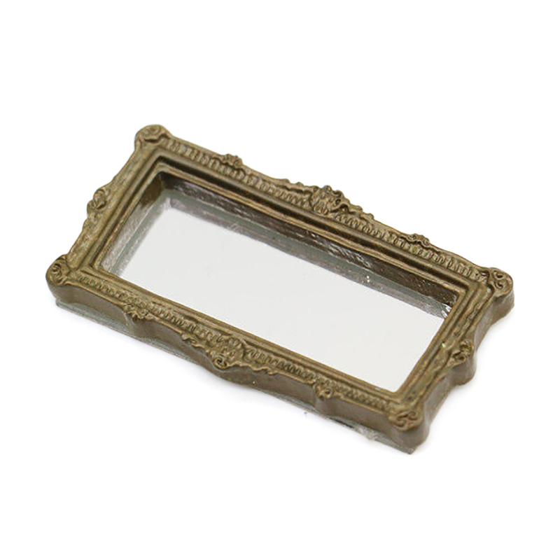 1:12 Dollhouse Miniature Mirror Vintage Square Carved Mirror Furniture Decor Toy