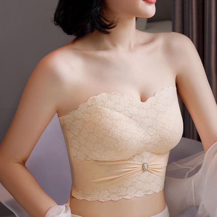 

Бюстгальтер без бретелек для женщин без косточек, с эффектом пуш-ап, летний тонкий бюстгальтер 4XL бежевый