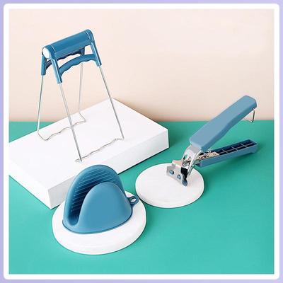 Stainless Steel Bowl & Plate Gripper Set: Includes Anti-Scald Gloves, Kitchen Bowl Retriever, and Heat-Resistant Plate Lifter.