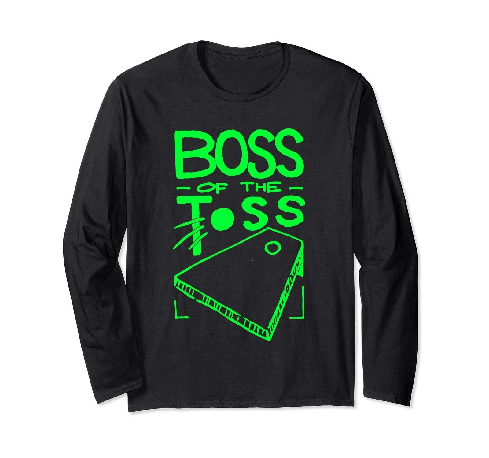 Boss Of The Toss Cornhole Game Champ Bean Bag - Cornhole Long-Sleeve T-Shirt_ S