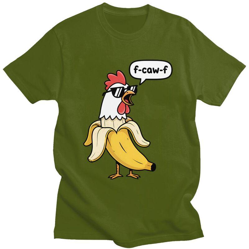 Funny FCawF Chicken Banana Mashup Fcawf T Shirt for Men Short Sleeves Graphic Tee Shirt Streetwear Summer Pure Cotton Tee Tops