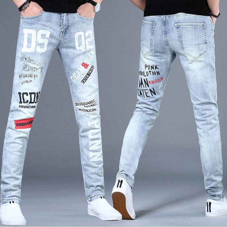 Trendy Slim-Fit Skinny Jeans mit Stickerei für Herren – Sommerkollektion
