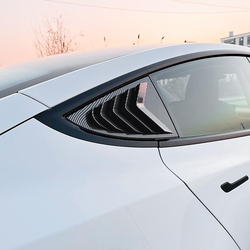 For Tesla Model 3 2017-2024 Highland 2024+ Car Rear Side Window Louvers Side Blind Triangle Window Scoop Louvers Shutter Covers