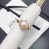 Natural freshwater pearl ring with adjustable opening, simple commuting flower bud pearl jewelry, women's accessories